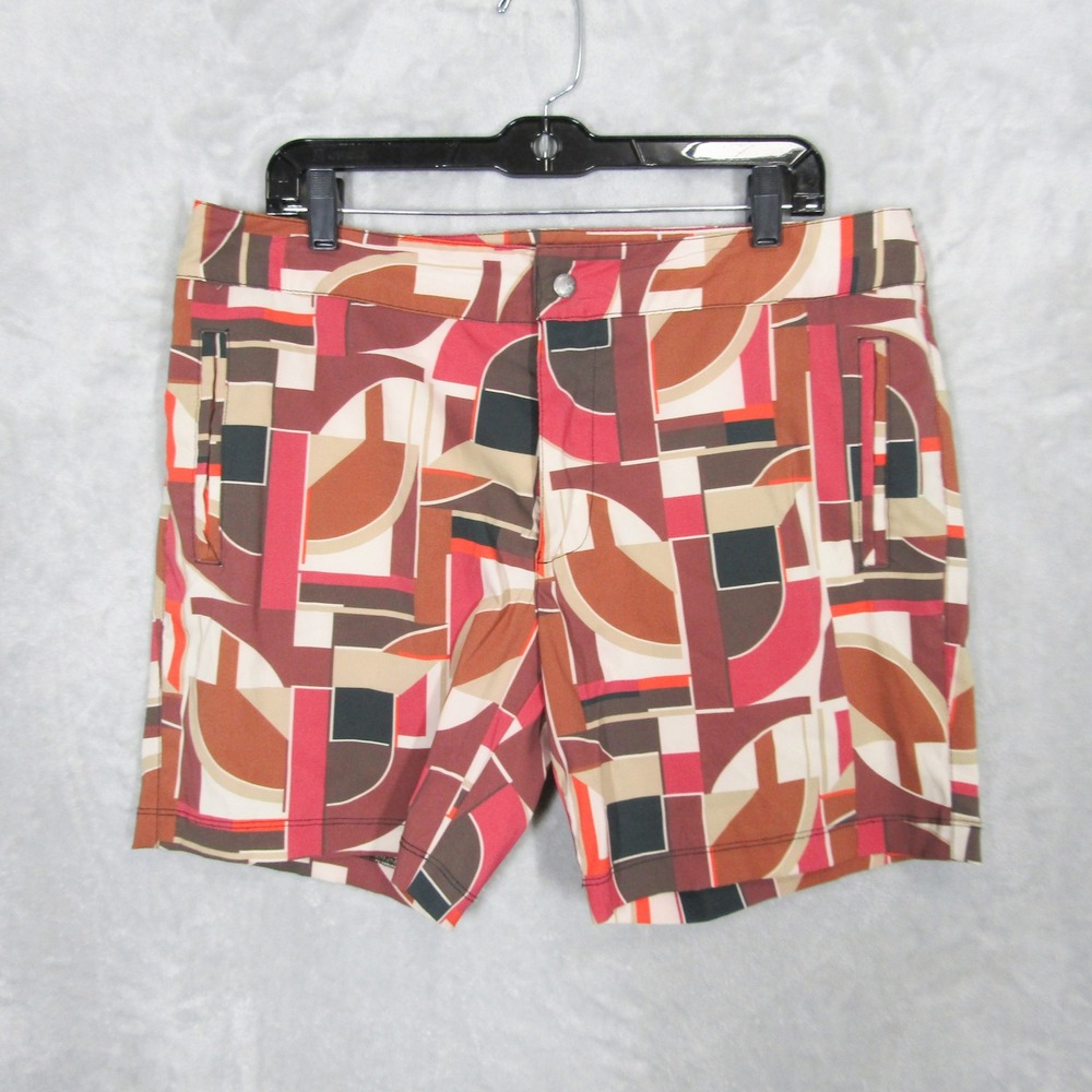 Mr Turk Mens Geometric Abstract Board Shorts Swim Trunks Brown Red Size 34